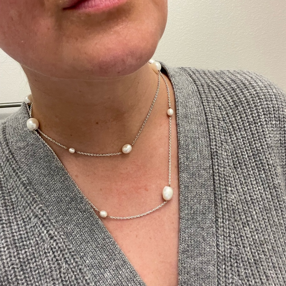 Tiffany & Co. Pearls By The Yard Necklace with Cream Pearls In Sterling Silver